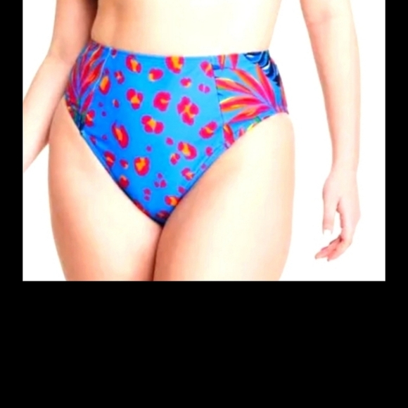 Tropical/Leopard Print High Waist Bikini Bottom - M(10) 2 piece - Picture 4 of 4